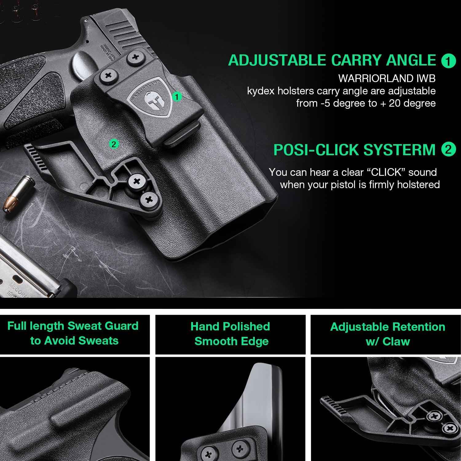 Taurus G3 IWB Kydex Holster with Claw Red Dot Optics Cut Concealed Carry Appendix Concealment Trigger Guard Holsters for Fat Guys | WARRIORLAND