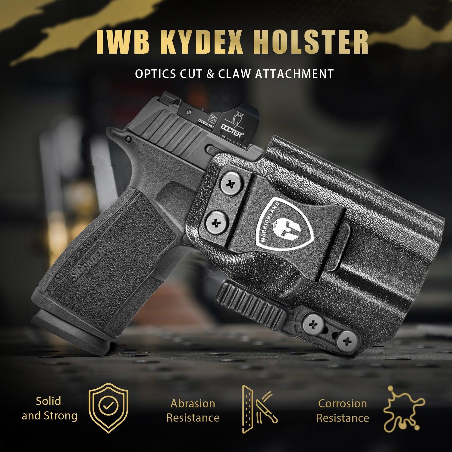 Sig P365X-Macro IWB Kydex Holster with Claw Attachment and Optic Cut: Sig Sauer P365XMACRO, Inside Waistband Appendix Carry P365 X Macro Holster, Adj. Cant & Retention, Right Hand|WARRIORLAND - WARRIORLAND