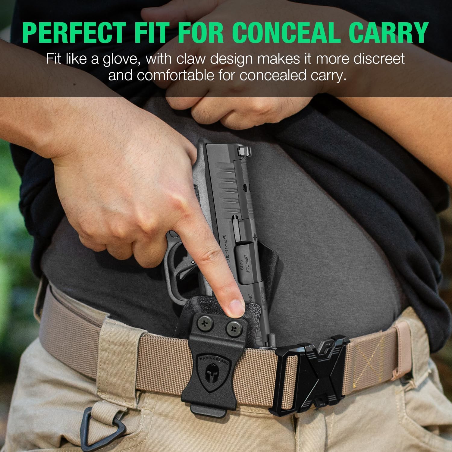 WARRIORLAND IWB Kydex Holster Optic Cut & Claw Compatible with Springfield Hellcat Pro, Inside Waistband Conceal Carry, Adj. Cant and Retention, Right Hand - WARRIORLAND