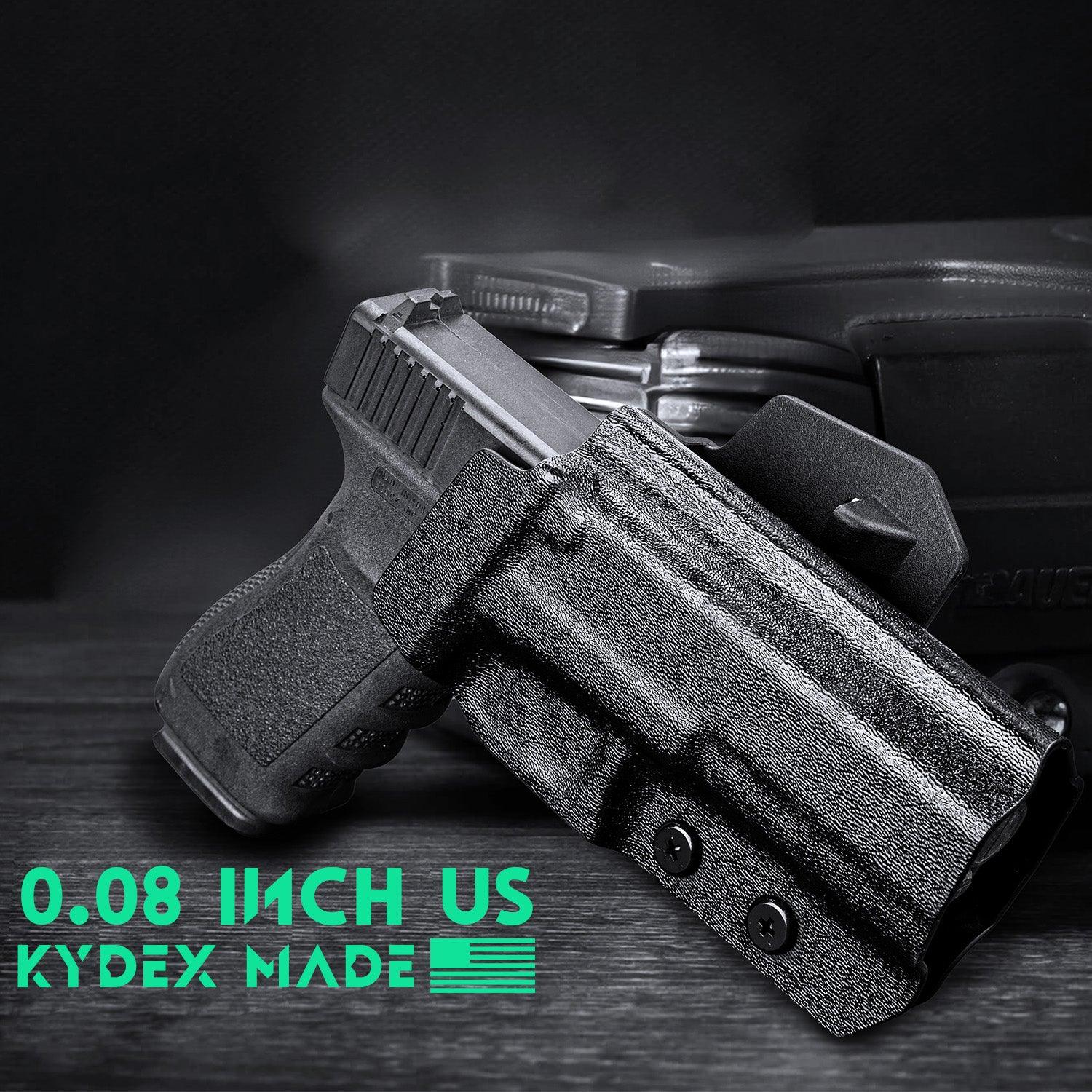 WARRIORLAND Compatible with Glock 20 21 22 Holster OWB Kydex Holster Optics Cut: G21 / G20 (Gen 3 4 5) & G22 Gen 5, Outside Waistband Open Carry G21 Holster with 1.75 Inch Paddle, Adj. Retention - WARRIORLAND