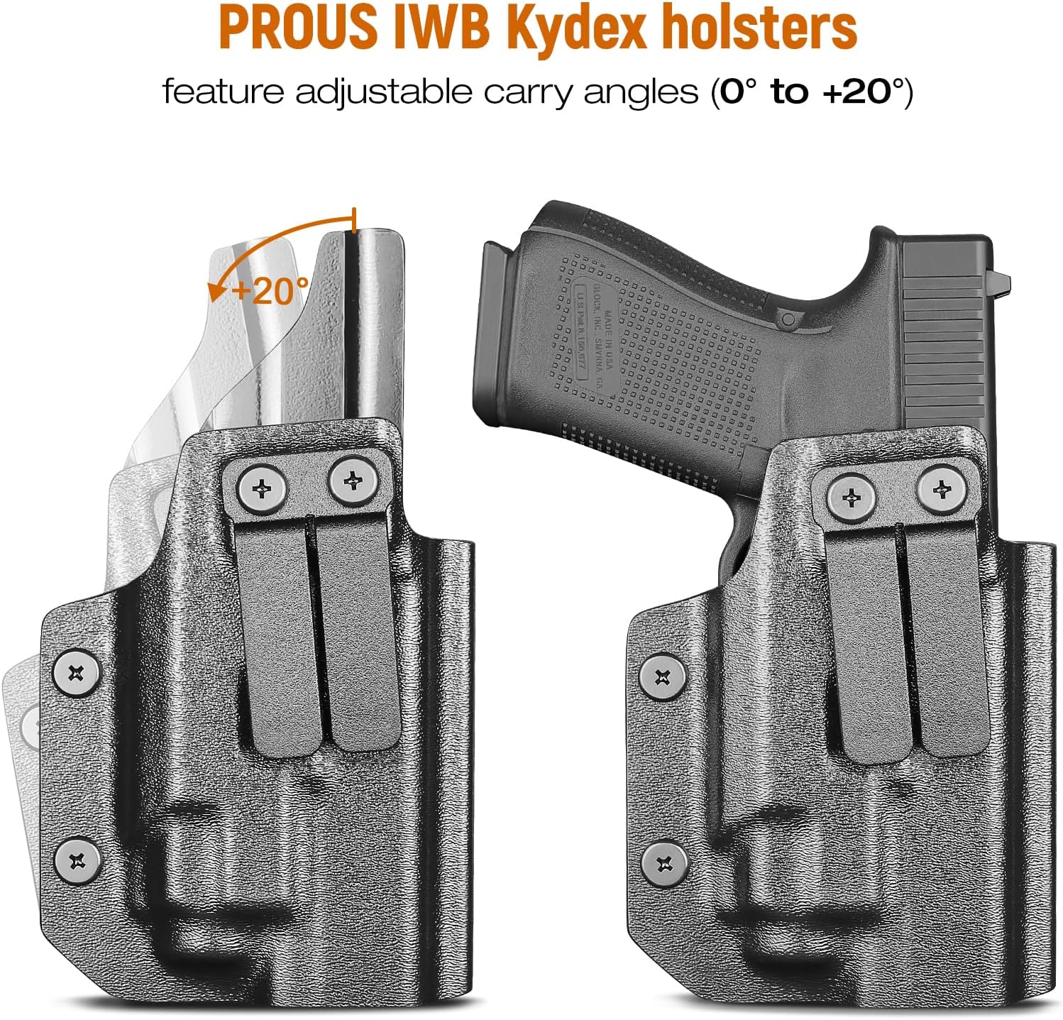 IWB Kydex Holster for Glock 19 with TLR8/ TLR8A, Fit Glock 17/19 Gen 3-5, 23/32 Gen 3-4 & 19X/ 44/45, Inside Waistband Conceal Carry, Optic Cut, Adj. Cant & Retention, Right Hand - WARRIORLAND