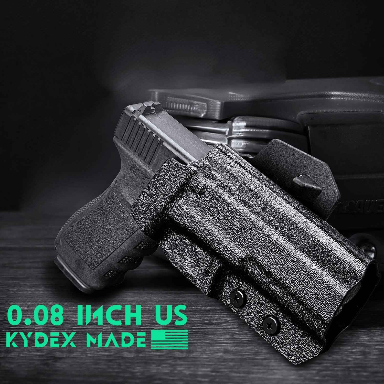 Glock 20 21 22 Holster OWB Kydex Holster Optics Cut: Glock 21 / Glock 20 (Gen 3 4 5) & Glock 22 Gen 5, Outside Waistband Open Carry G21 Holster with 1.75 Inch Paddle, Adj. Retention & Cant, Right|WARRIORLAND