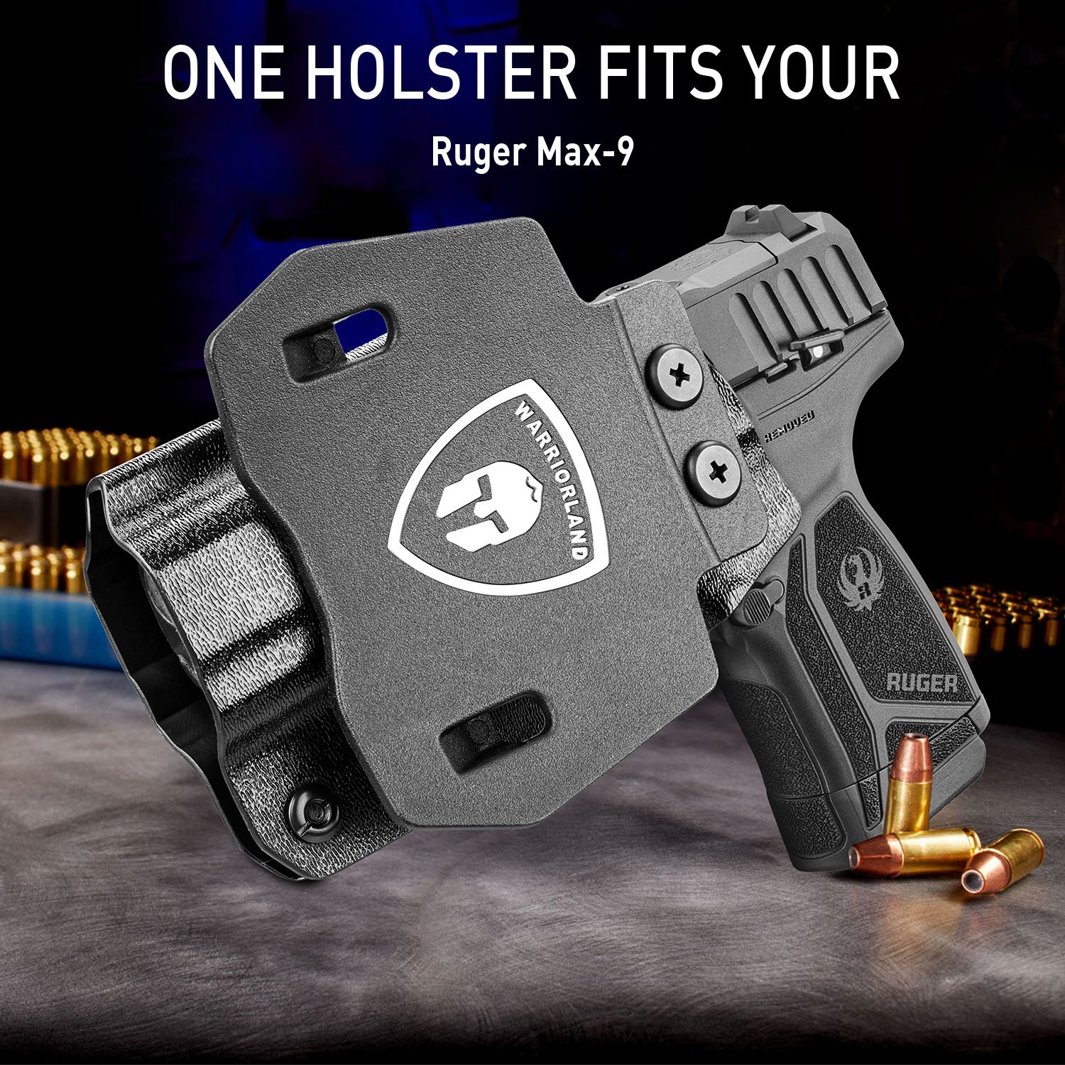 OWB Holster Optics Cut Fit Ruger Max-9 Pistol, Outside Waistband Open Carry Max 9 Holster with 1.75 Inch Paddle, Adj. Retention & Cant, Right Hand|WARRIORLAND - WARRIORLAND