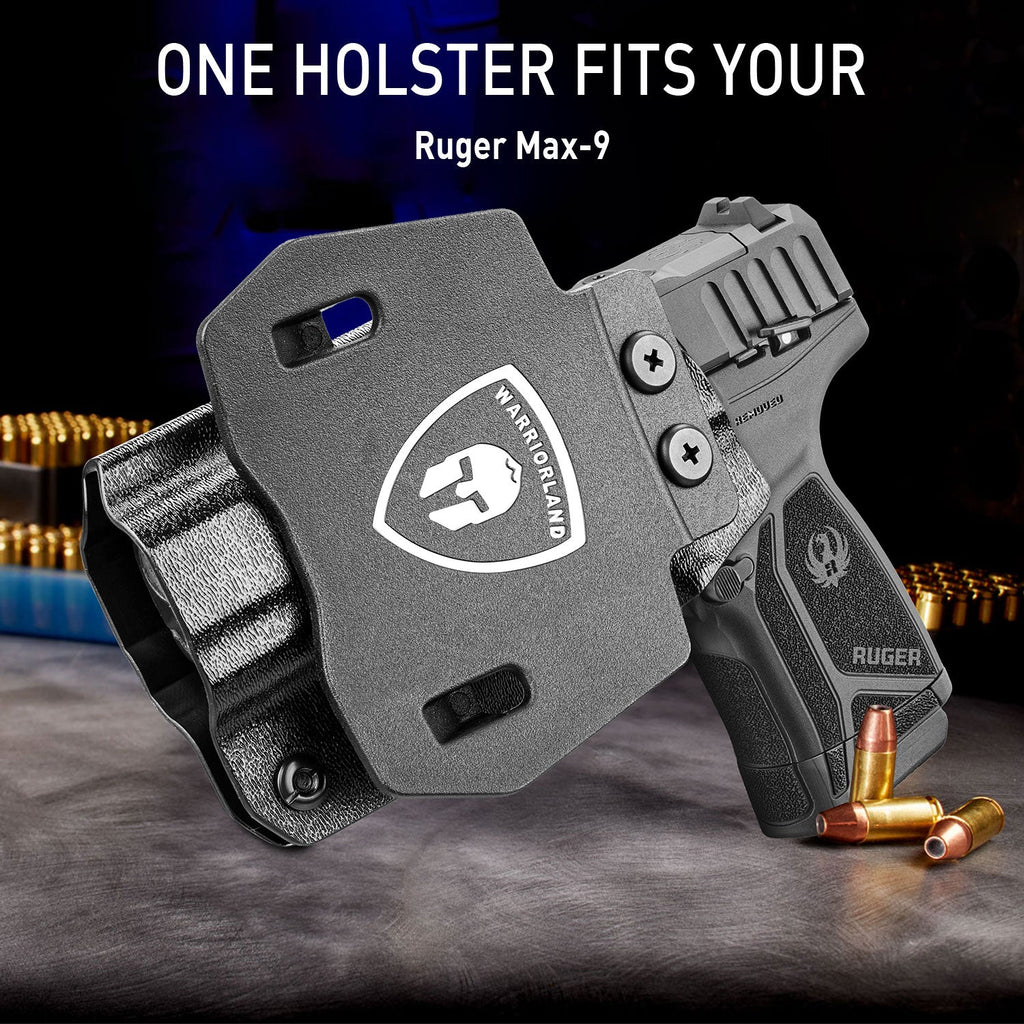 OWB Holster Optics Cut Fit Ruger Max-9 Pistol, Outside Waistband Open Carry Max 9 Holster with 1.75 Inch Paddle, Adj. Retention & Cant, Right Hand|WARRIORLAND - WARRIORLAND