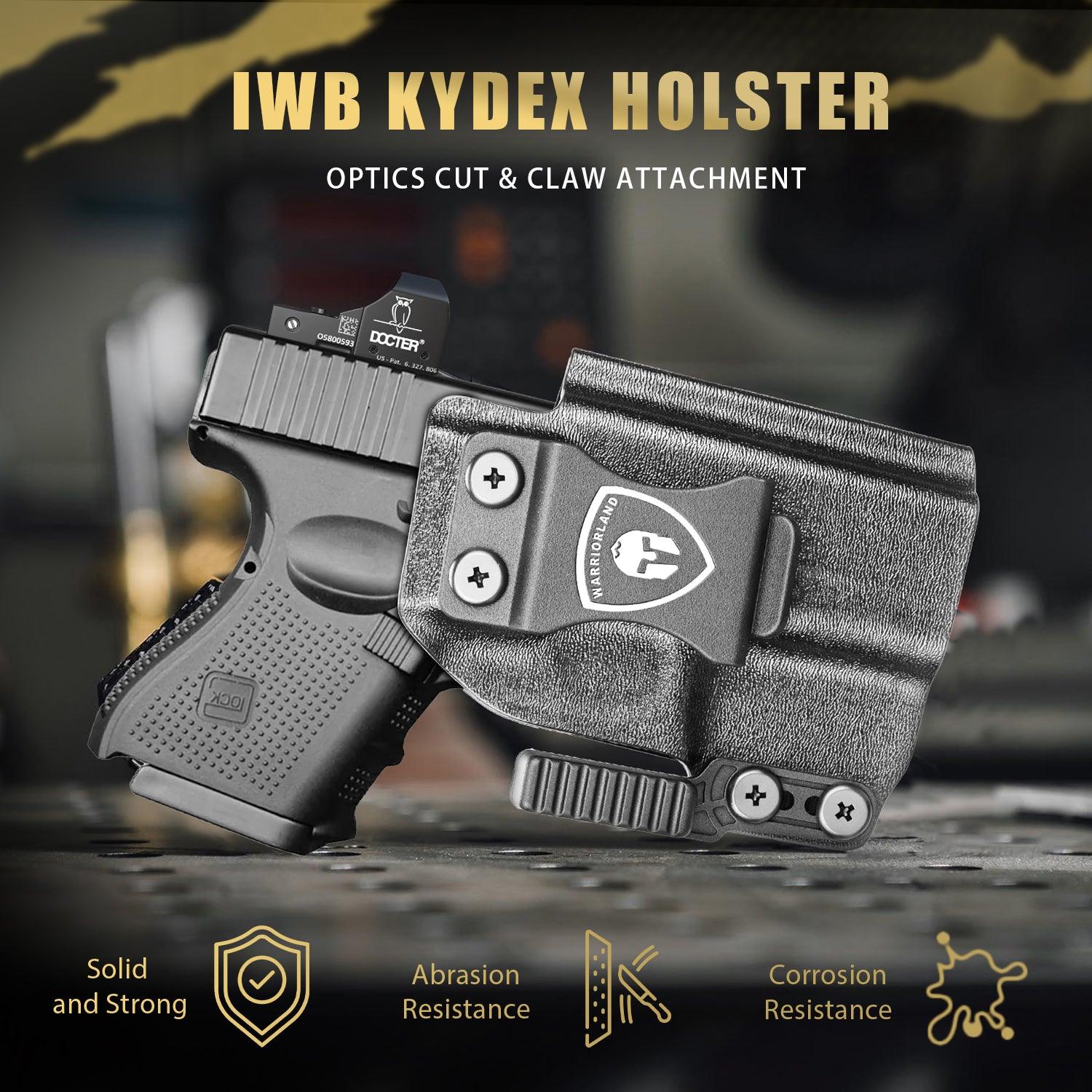 IWB Kydex Holster with Claw Attachment and Optic Cut Fit G26 Gen 1-5 / G27 & G33 Gen 3-4 Pistol, Inside Waistband Appendix Carry G26 Holster, Adj. Cant & Retention, Right Hand|WARRIORLAND - WARRIORLAND