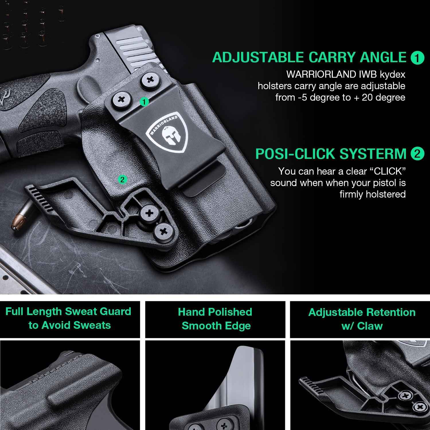 1.75 Inch Metal Clip IWB Kydex Holsters with Optics Ready & Claw for Taurus G2C/G3C  | Right Hand