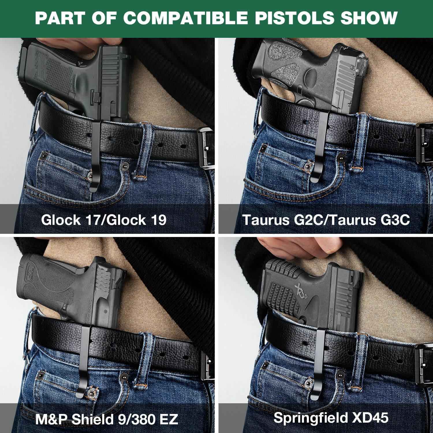 Universal Rail Gun Clip Low Profile Concealed Carry Fit for Gun w/ Rail 3.1 Inch | WARRIORLAND