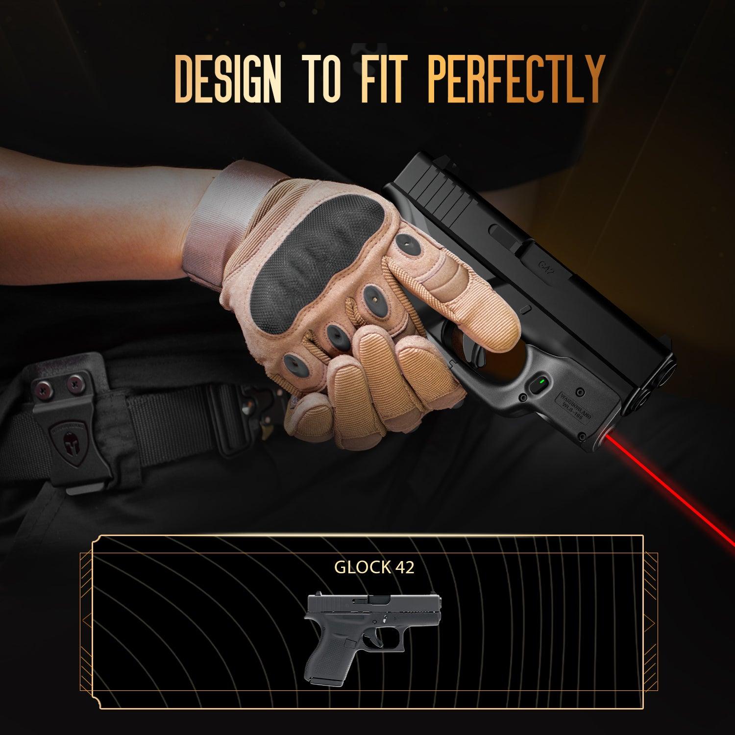 Red Laser Sight Designed to Fit Glock G42 with Holster Combo, Red Beam Sight with Power Indicator, Custom-Made IWB Kydex Holster Right Hand, Windage and Elevation Adjustment, WLS-105|WARRIORLAND - WARRIORLAND