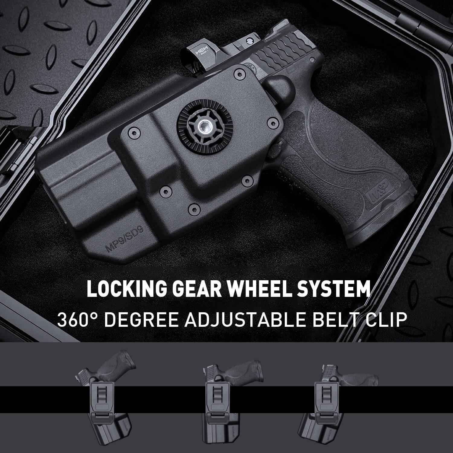 Level II Retention Thumb Release OWB Holster S&W M&P 9mm Polymer Holster Appendix Open Carry Trigger Guard with Red Dot Optics Cut | WARRIORLAND