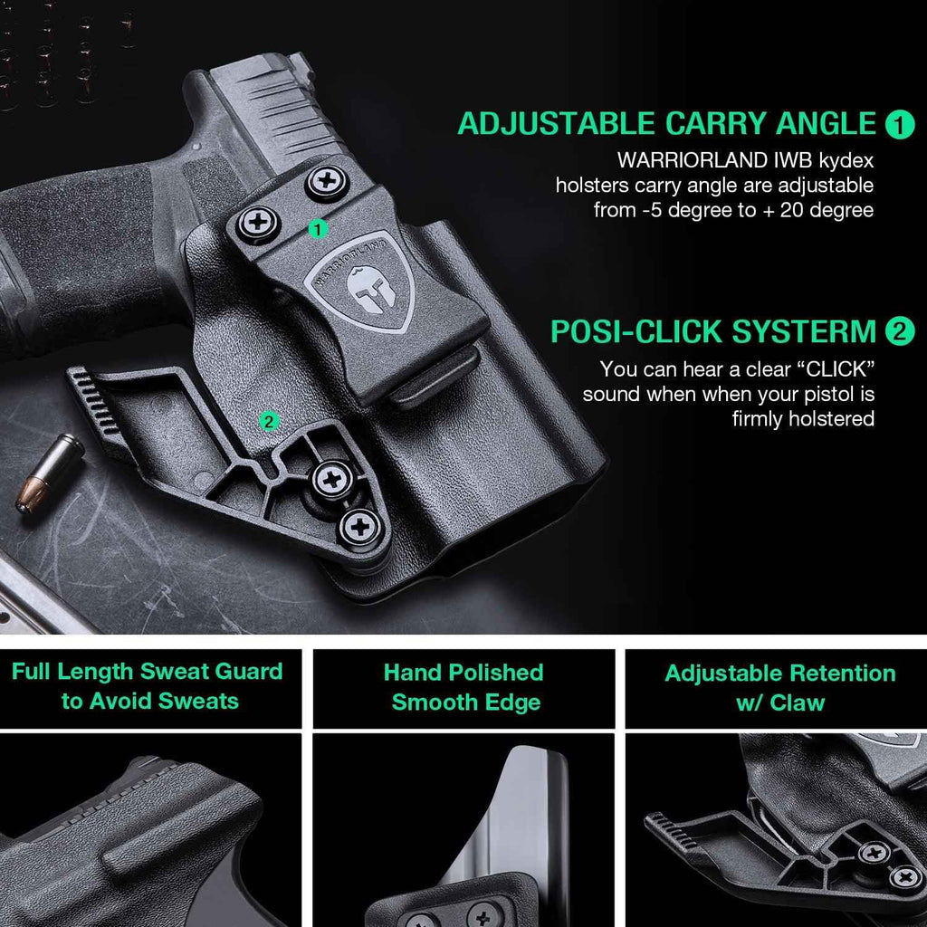 Kydex Holster IWB with Claw for Springfield Armory Hellcat/  Pro with Red Dot Optics Cut Trigger Guard Holsters for fat Guys | WARRIORLAND