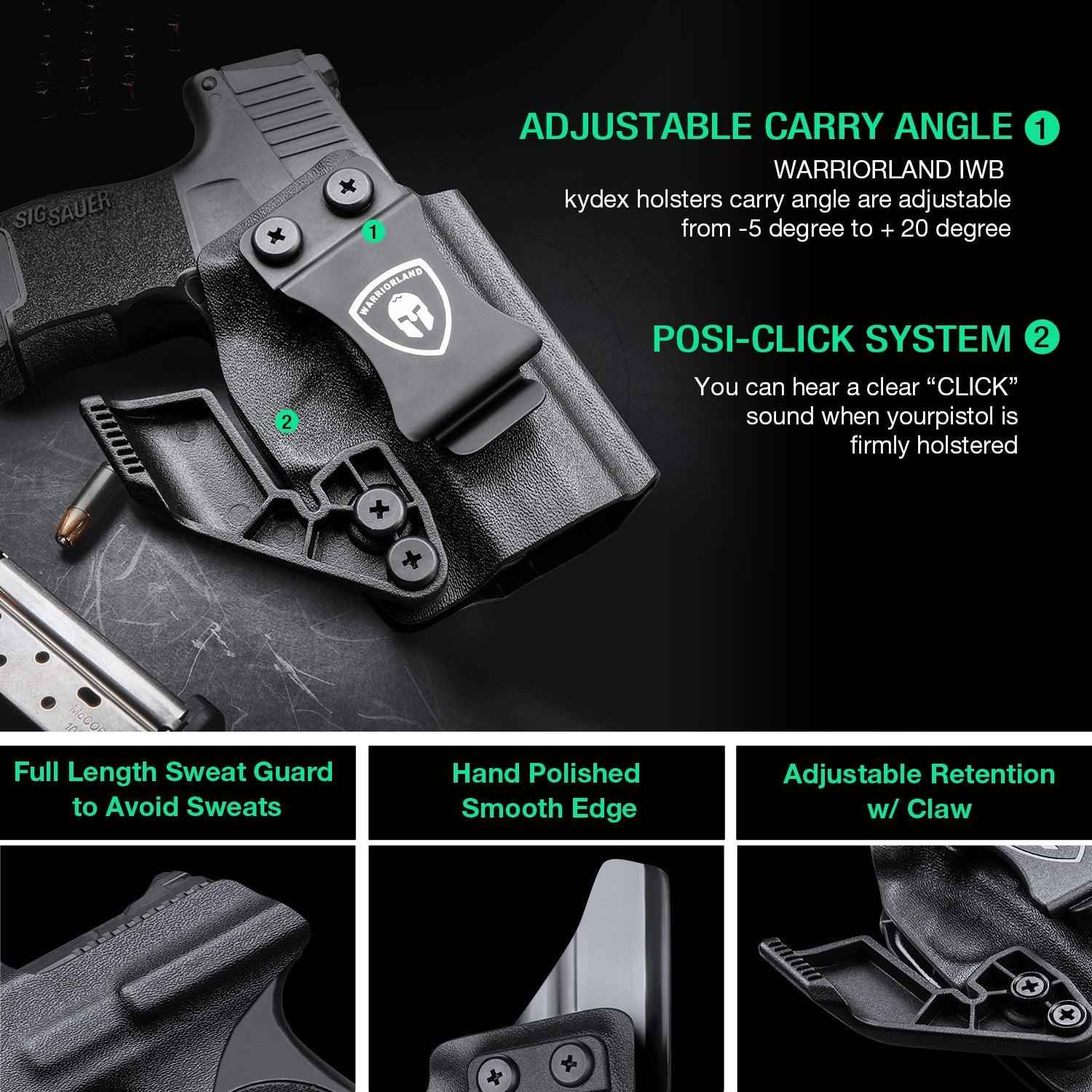 1.75 Inch Metal Clip Kydex IWB Holster with Claw Wing RDS Optics Cut for Sig Sauer P365/P365X/P365XL/P365 SAS  | Right Hand
