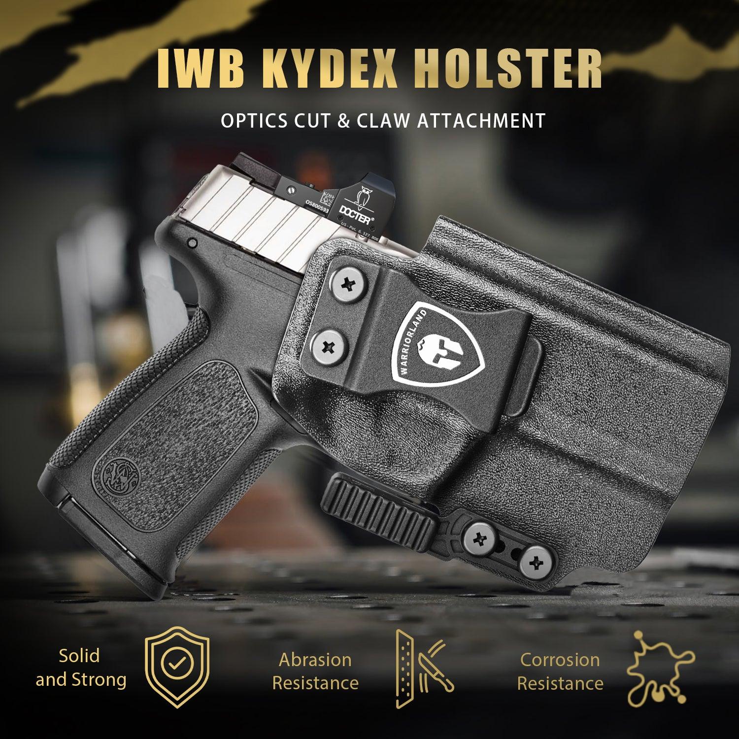 IWB Kydex Holster with Claw Attachment and Optic Cut Fit Smith & Wesson SD9VE & SD40VE Pistol, Inside Waistband Appendix Carry SD9 VE Holster, Adj. Cant & Retention, Right Hand|WARRIORLAND - WARRIORLAND