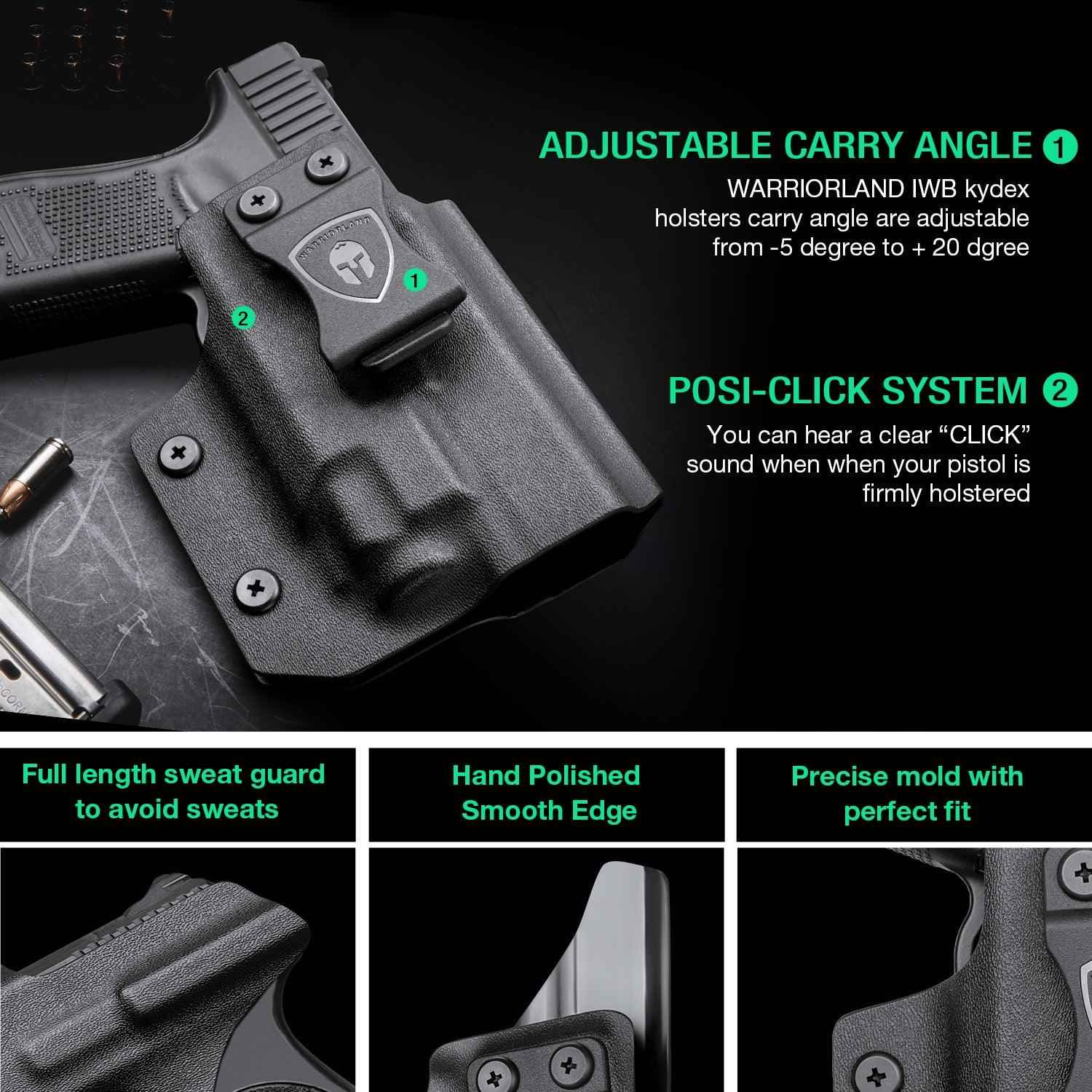 Glock 19 TLR8/TLR8A Holster IWB Kydex Holster Optic Cut Fit: Glock 17 19 19X 44 45 Gen 3-5 & Glock 23 32 Gen 3-4 TLR-8/TLR-8A, Inside Waistband Conceal Carry, Adj Retention, Right Hand | WARRIORLAND