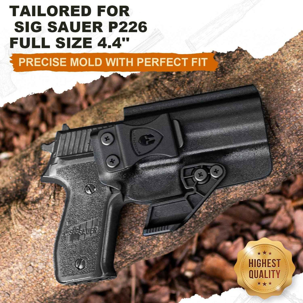Kydex IWB Holster with claw Optics Cut for P226 LEGION'' Barrel, Inside Waistband Appendix Concealed Carry Holster P226, Adj. Cant & Posi-Click Retention, Right Hand | WARRIORLAND