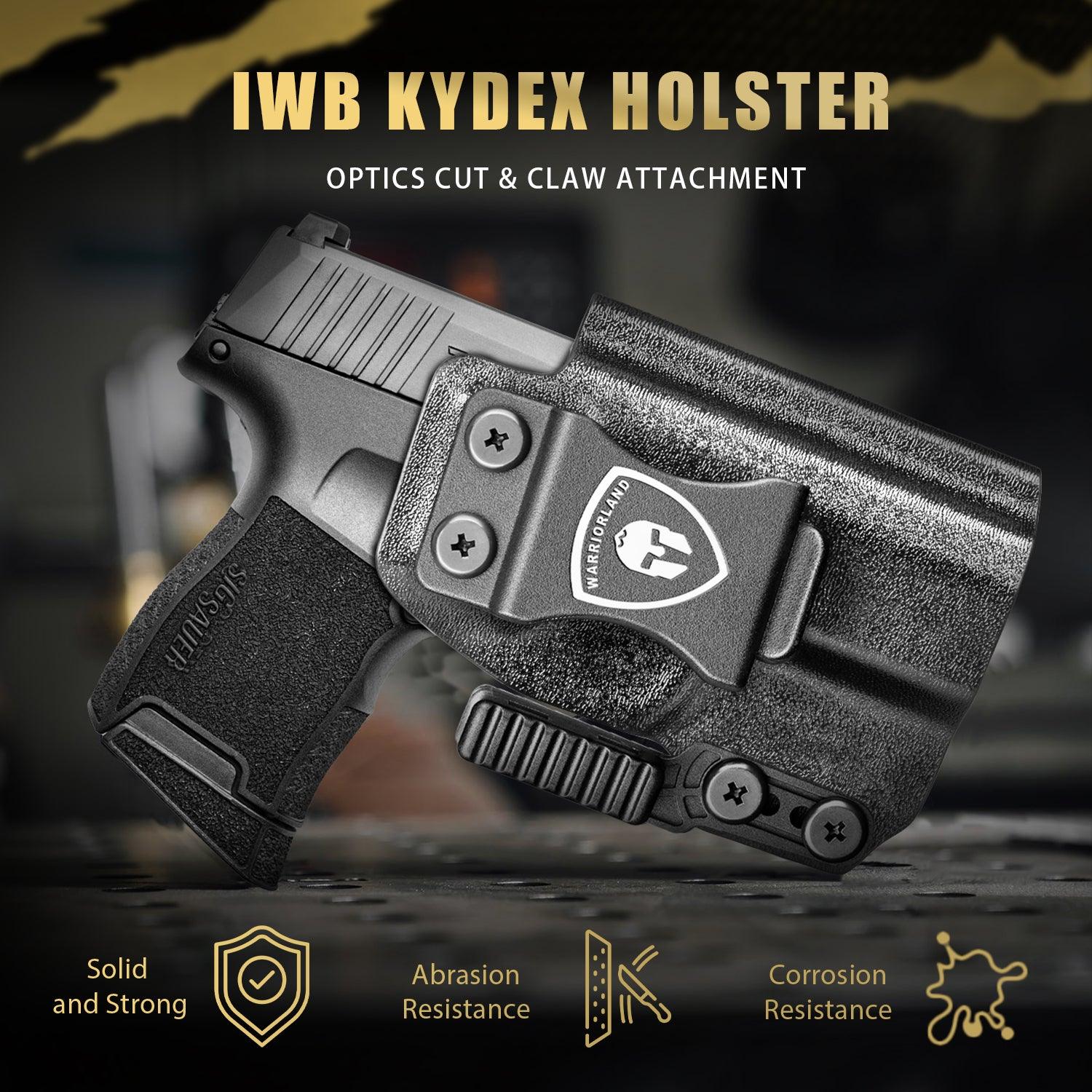 Sig P365 IWB Kydex Holster with Claw Attachment and Optic Cut: Sig Sauer P365 P365 XL P365 SAS P365X P365.380 ACP P365 ROSE.380 ACP, Inside Waistband Appendix Carry P365 Holster, Adj. Cant & Retention, Right Hand|WARRIORLAND - WARRIORLAND