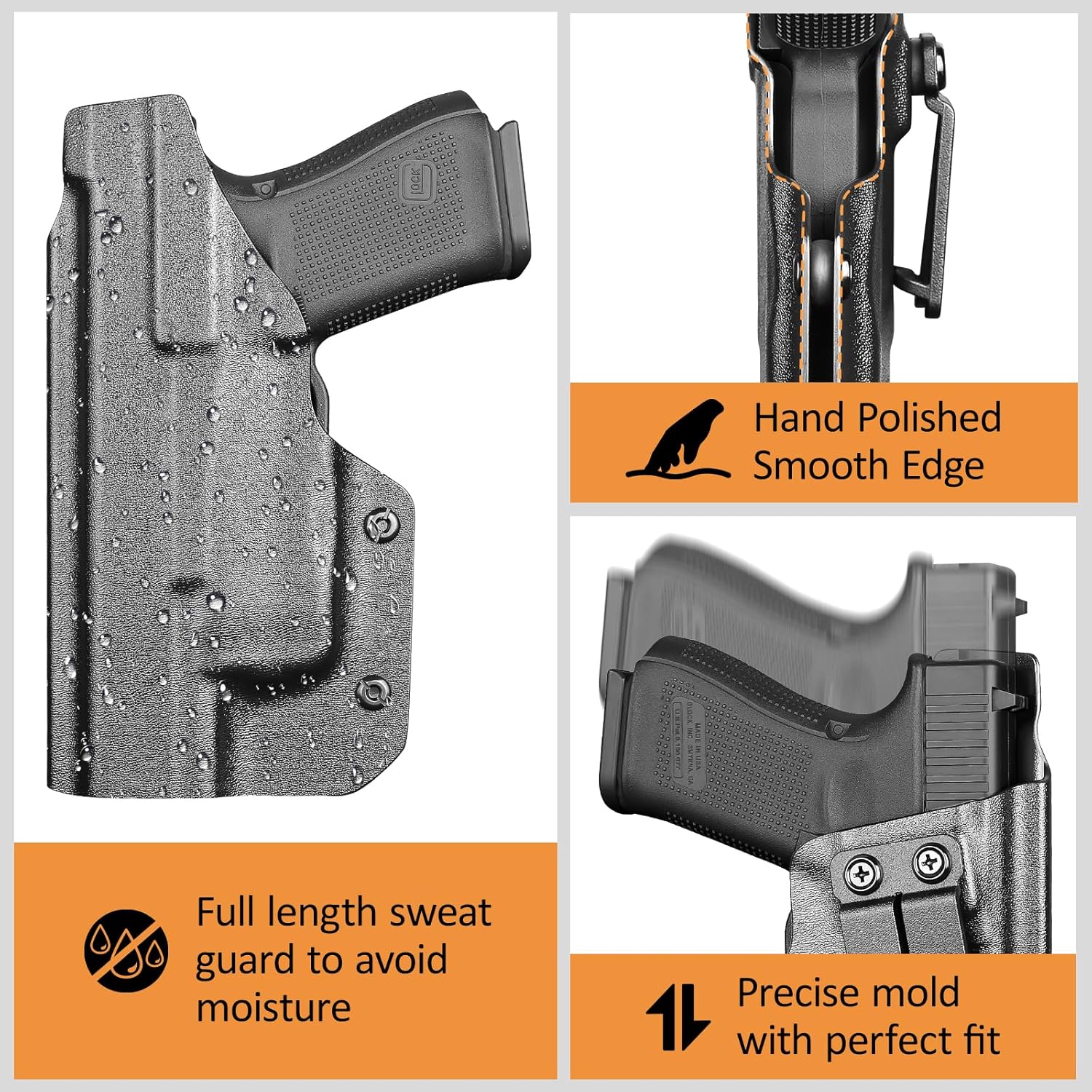 IWB Kydex Holster for Glock 19 with TLR6, Fit Glock 17/19 Gen 3-5, 23/32 Gen 3-4& 19X/ 44/45, Inside Waistband Conceal Carry, Adj. Cant & Retention, Right Hand - WARRIORLAND