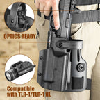 WARRIORLAND Drop Leg Platform for Glock 17/19 (Gen3-5), Glock 22/23/31/32 (Gen3-4), Glock 19X/44/45 w/TLR-1- Level 2 Holster + Mag Holes - Adjustable (No Mag Pouches) Red dot compatible - WARRIORLAND