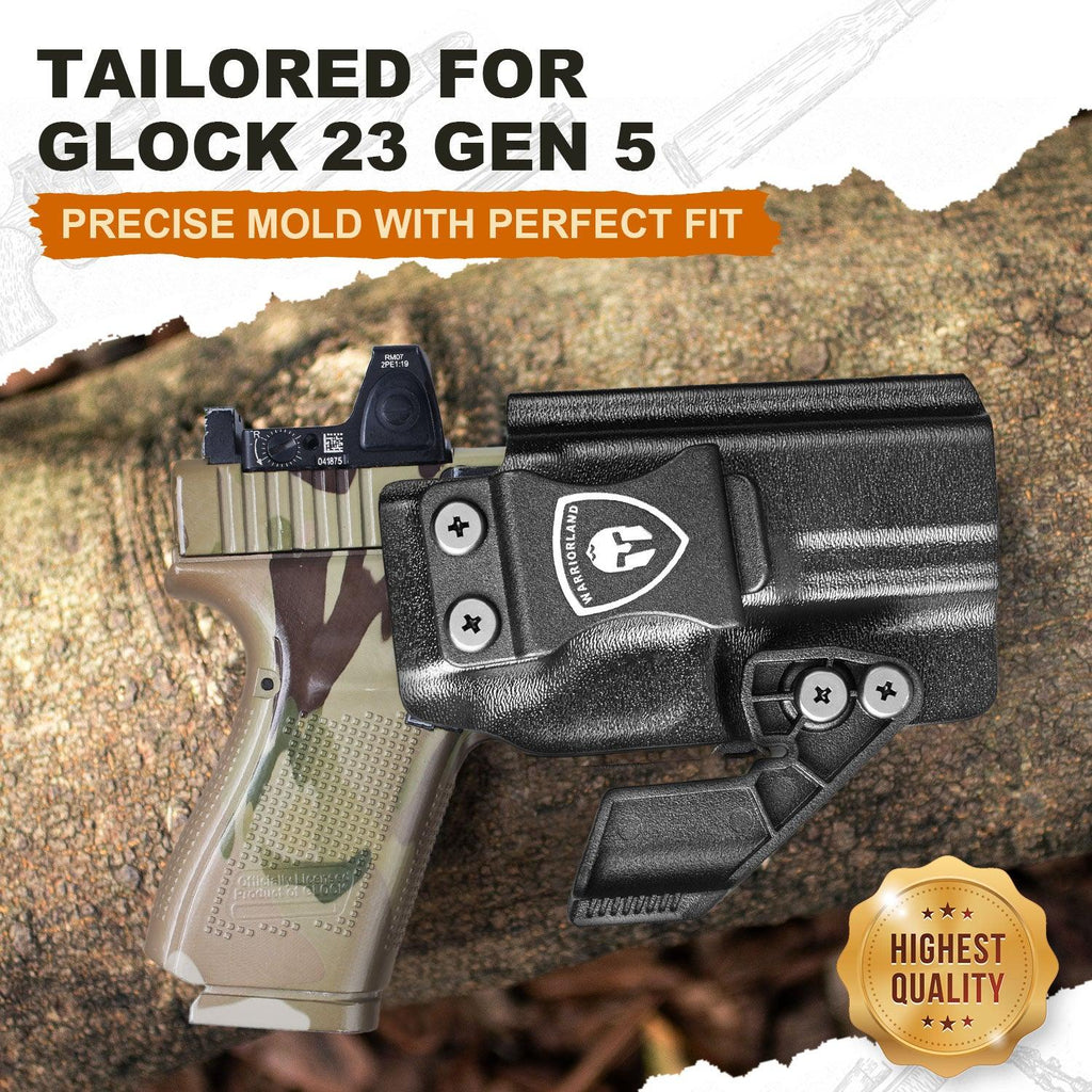 G23 Holster IWB Kydex Holster w/Claw & Optics Cut: G23 Gen 1-5 Pistol, Inside Waistband Appendix Carry G23 Gen 5 Holster, Adj. Retention & Cant, Right Hand|WARRIORLAND - WARRIORLAND