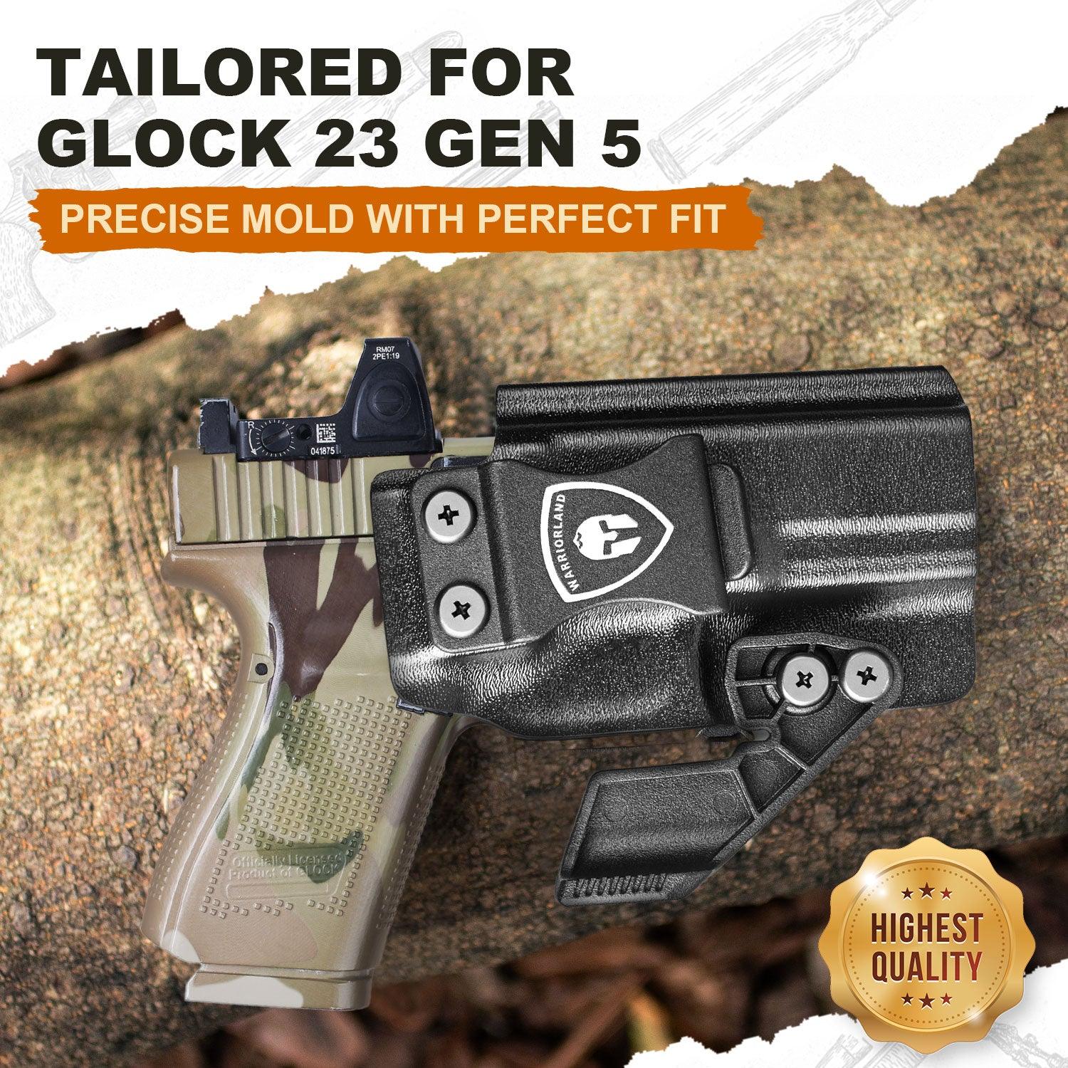 G23 Holster IWB Kydex Holster w/Claw & Optics Cut: G23 Gen 1-5 Pistol, Inside Waistband Appendix Carry G23 Gen 5 Holster, Adj. Retention & Cant, Right Hand|WARRIORLAND - WARRIORLAND