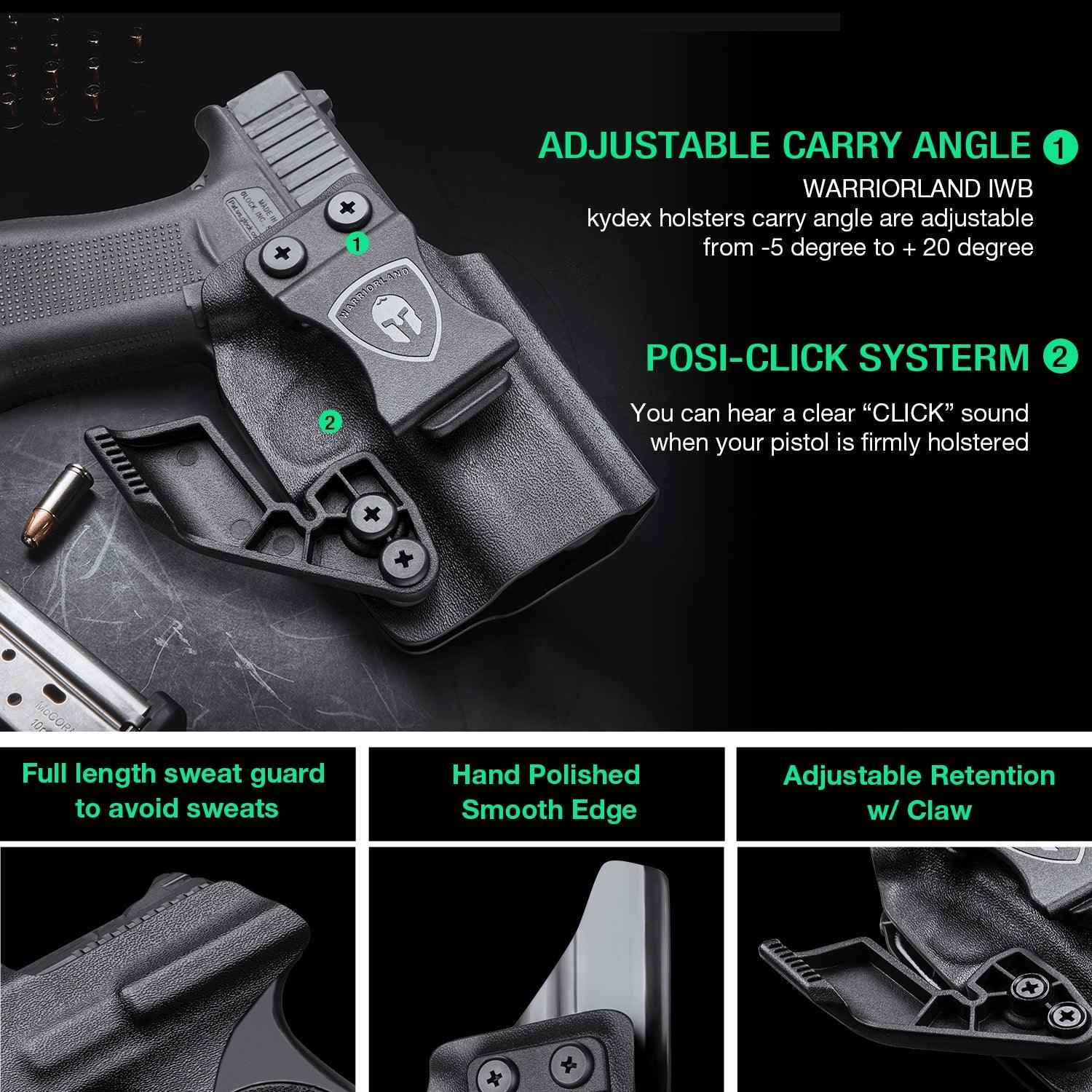 Glock 43 / 43x Kydex Holster with Claw and Red Dot Optics Cut for Appendix Carry - WARRIORLAND
