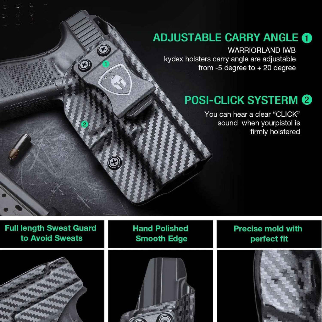 Glock Inside Waistband Holster for Gen 4 5 19X 44 45 - WARRIORLAND Carbon Fiber Kydex IWB Holster