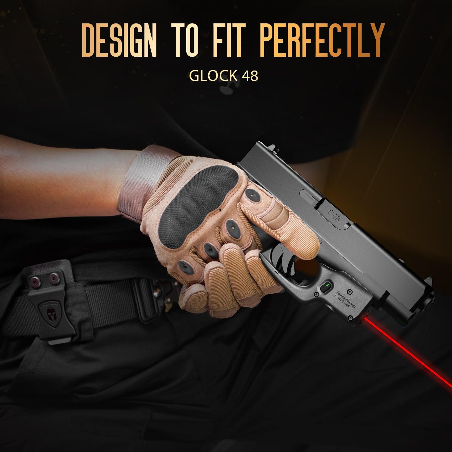 Red Laser Sight Designed to Fit Glock 48 with Holster Combo, Red Beam Sight with Power Indicator, Custom-Made IWB Kydex Holster Right Hand, WLS-105 w/ G48 Holster - WARRIORLAND