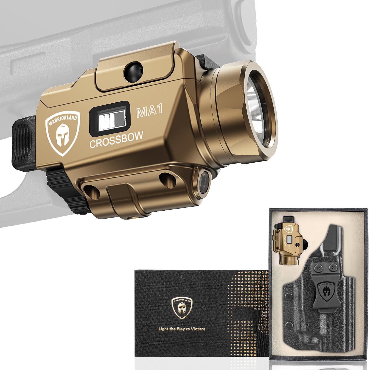 WARRIORLAND IWB Holster w/ MA1 800-Lumen Green Laser Light Combo for S&W M&P Shield EZ 9mm/.30, Right Hand, Rechargeable & Power Indicator - WARRIORLAND