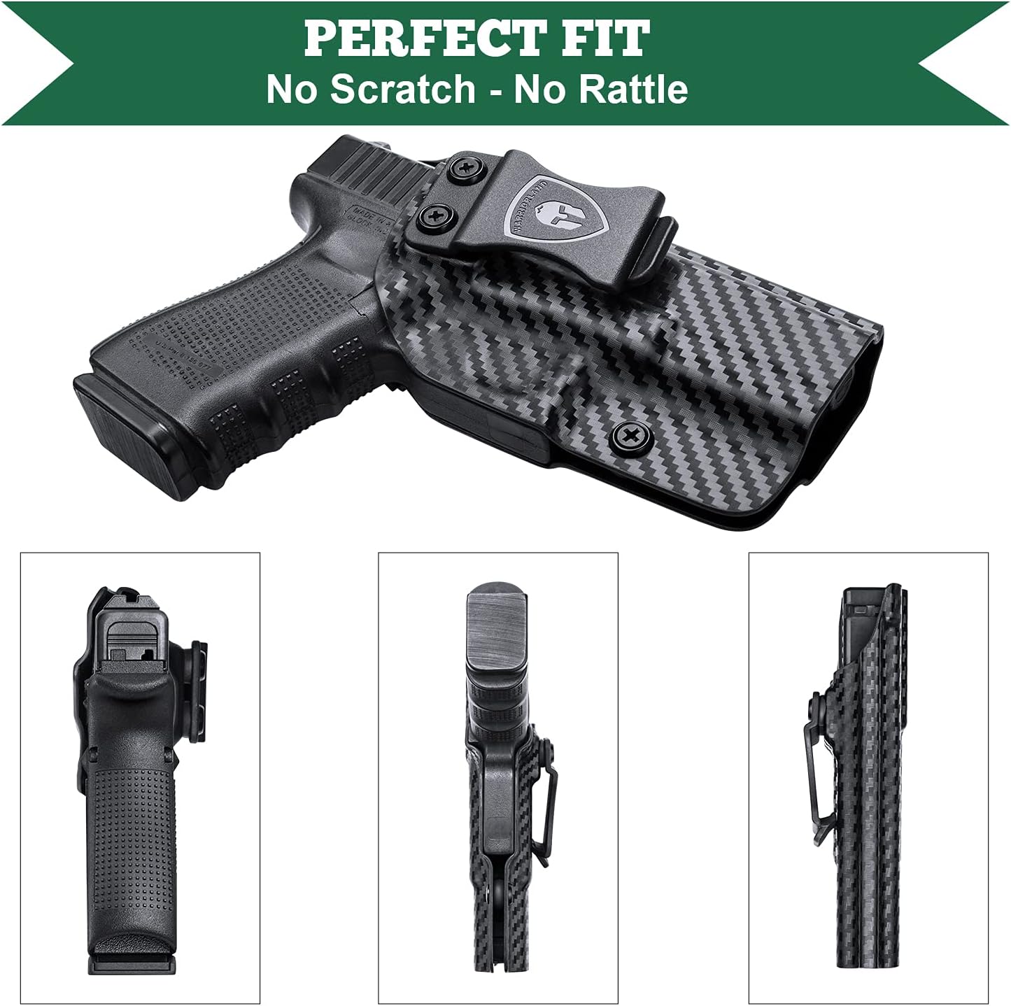WARRIORLAND Compatible with Glock 17/22/31 Holster, IWB Kydex Holster Fit G17 Gen 1-5/G22 Gen 3-4/G31 Gen 3-5 - Not Fit G22 Gen 5, Inside Waistband Concealed Carry, Adj. Cant & 'Posi-Click' Retention - WARRIORLAND