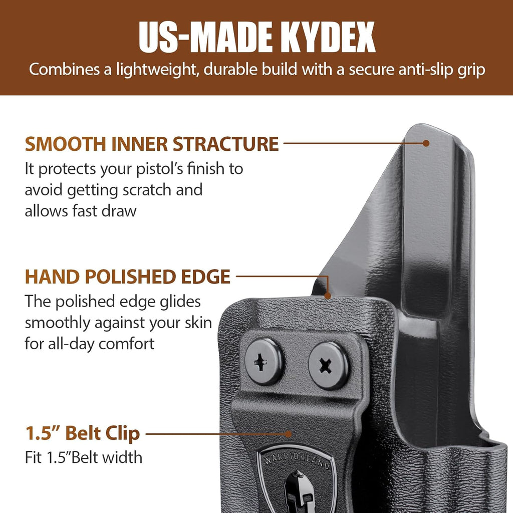 WARRIORLAND Kydex IWB Holster for Sig P320 Compact/XCompact/X-Carry/M18/M17/Full-Size/XFive Legion/DH3/AXG, Optics Cut, Adjustable Cant & Retention, Right Hand Concealed Carry - WARRIORLAND