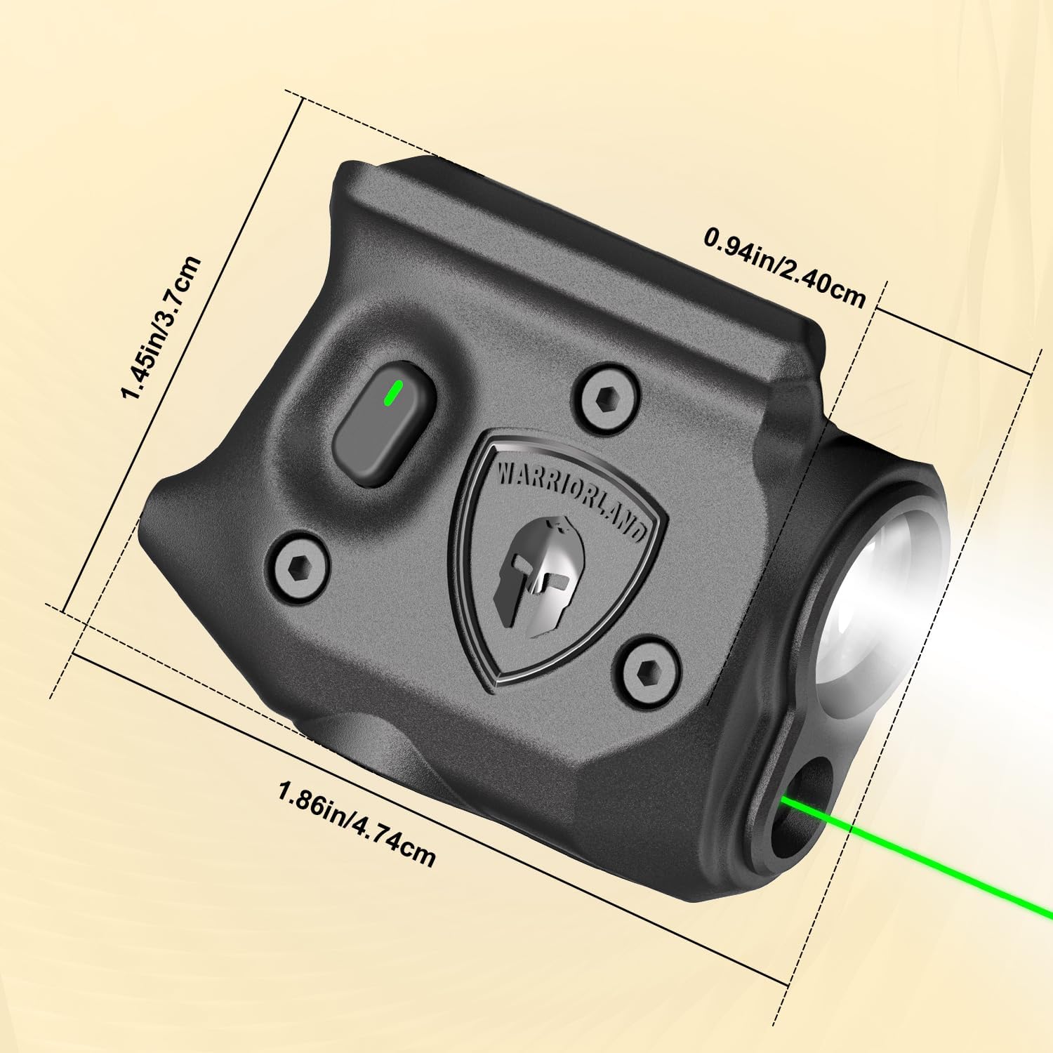 WARRIORLAND Pistol Light Laser Combo Fits Sig Sauer P365 Xmacro, Compact 150-Lumen Trigger & Rail Mounted Tactical Weapon Light, Green Laser & White LED Flashlight, Power Indicator, SLL-109G - WARRIORLAND