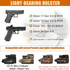 Glock 17/19 Gen3-6 / G19X / 44/45 / G34 Gen4-5 IWB Kydex Holster w/Claw - Olight PL Mini 2 Valkyrie Light Bearing, Optic Cut, Adj. Retention & Cant, Right Hand - WARRIORLAND