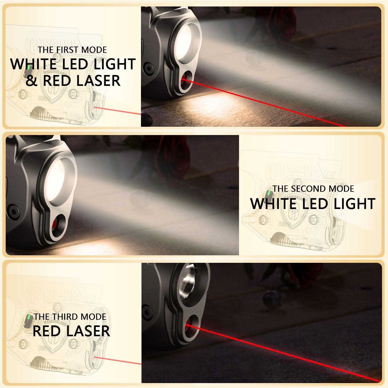 WARRIORLAND Pistol Light Laser Combo Fits Taurus G2C /G3C /Millennium PT111 G2 / PT140 G2/Taurus G3, Compact 150-Lumen Trigger & Rail Mounted Tactical Weapon Light with Red Laser & White LED Flashlight, SLL-101 - WARRIORLAND