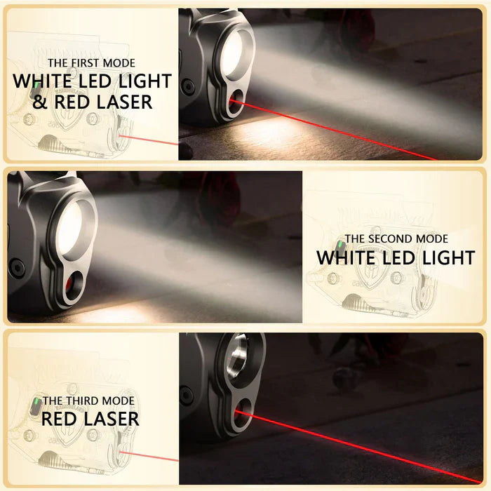 WARRIORLAND SLL-105 Pistol Light Laser & Holster Fit for Glock 48 (No Rail Version), Compact 150-Lumen Trigger Mounted Tactical Weapon Light with Red Laser White LED & IWB Holster, Power Indicator