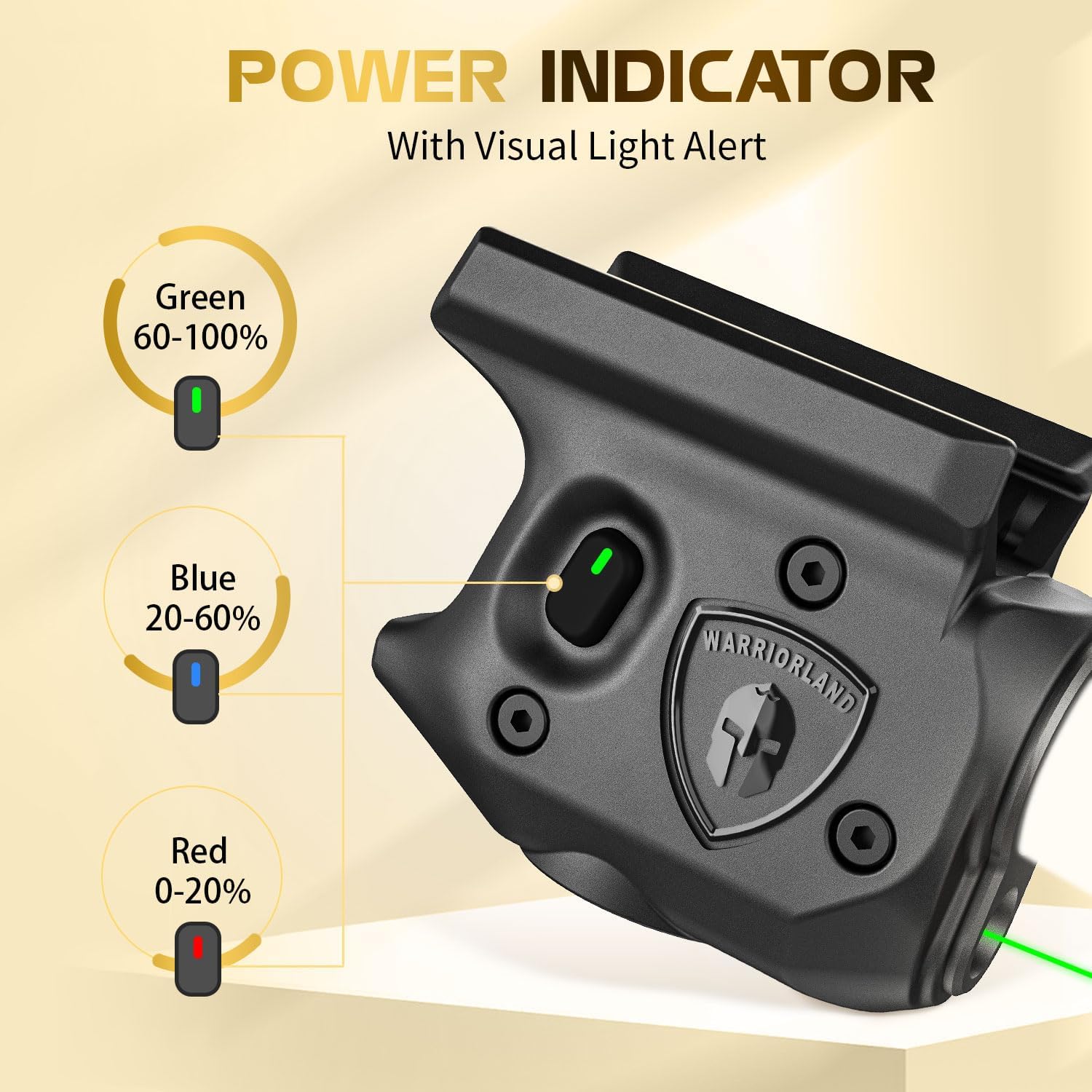 WARRIORLAND Pistol Light Laser Combo Fits Sig Sauer P365/ P365X/ P365XL, Compact 150-Lumen Trigger Mounted Tactical Weapon Light with Green Laser & White LED Flashlight, with Power Indicator, SLL-103G - WARRIORLAND