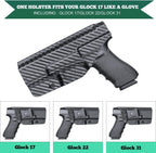 WARRIORLAND Compatible with Glock 17/22/31 Holster, IWB Kydex Holster Fit G17 Gen 1-5/G22 Gen 3-4/G31 Gen 3-5 - Not Fit G22 Gen 5, Inside Waistband Concealed Carry, Adj. Cant & 'Posi-Click' Retention - WARRIORLAND