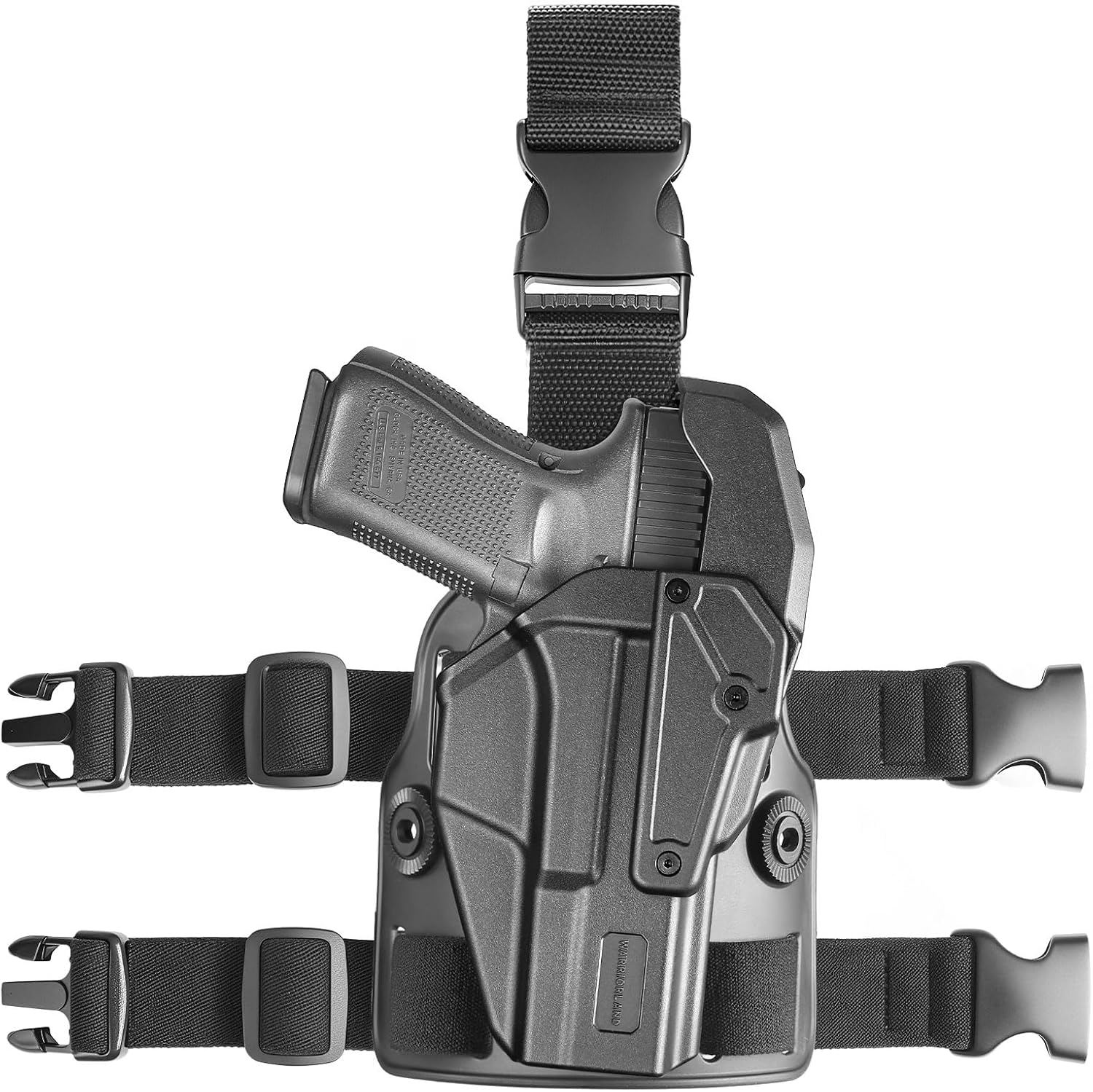 WARRIORLAND Level 2 Drop Leg Holster for 17/19/ 22/23/34 Gen 3-5 & G31/32 Gen 3-4 & 19X/44/45/47/49 & MOS Version, Optic Cut with RDS Cover, Tactical Thigh Holster with Adj. Heigh, Open Muzzle Design - WARRIORLAND