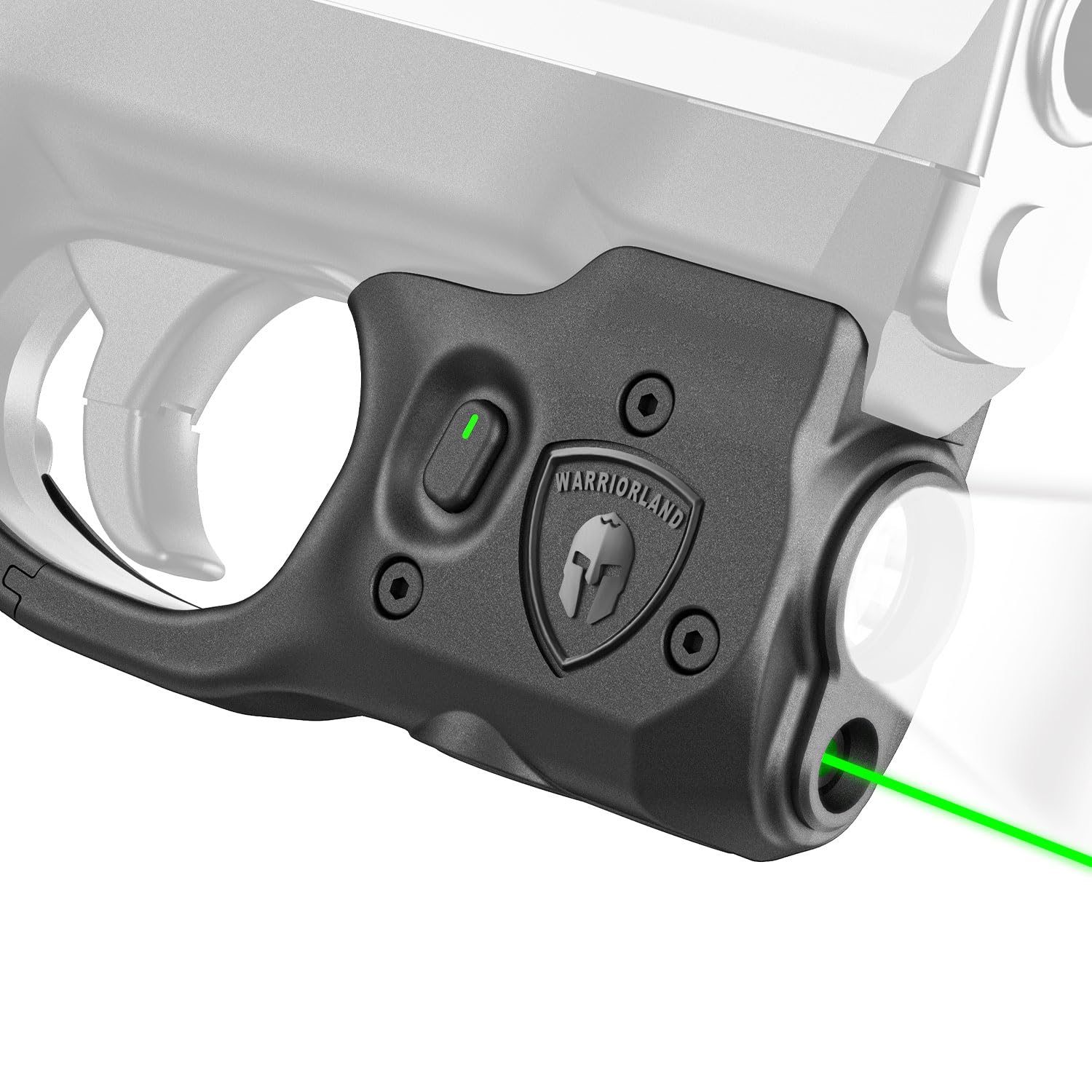 WARRIORLAND Pistol Light Laser Combo Fits S&W M&P Shield M2.0 9mm/.40, Compact 150-Lumen Trigger Mounted Tactical Weapon Light with Green Laser & White LED, Power Indicator & 3 Light Mode Options - WARRIORLAND