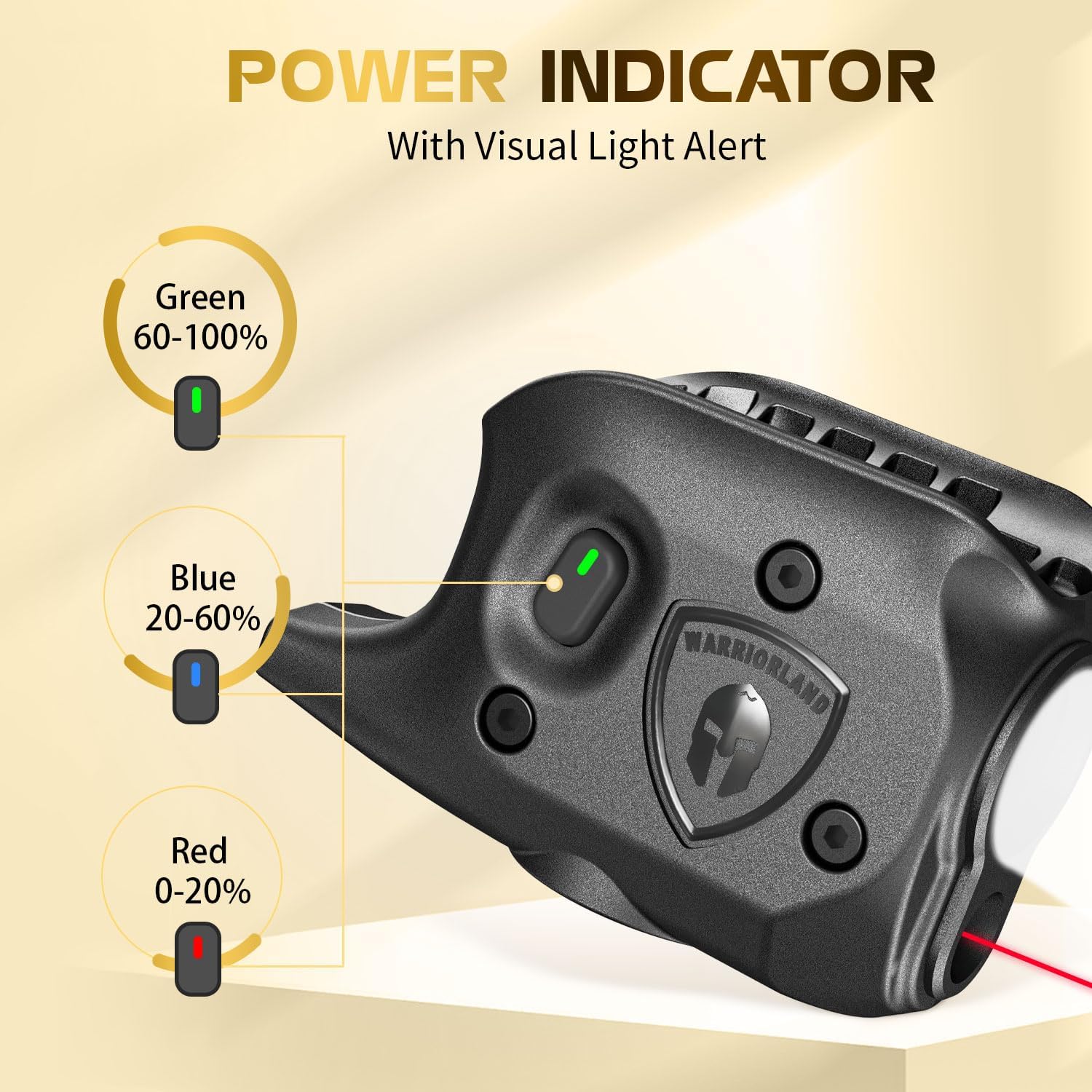 WARRIORLAND Pistol Light Laser Combo Fits Glock 42/43/43X/48 (No Rail), Compact 150-Lumen Trigger Mounted Tactical Weapon Light with Red Laser & White LED, Power Indicator & 3 Light Mode, SLL-105 - WARRIORLAND
