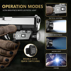 WARRIORLAND MA2 Universal Rail Mounted 800 Lumens Pistol Light with Glock 17/19 OWB Kydex Holster Combo, Magnetic USB Charging Tactical Light with Screen Displays Battery Status - WARRIORLAND