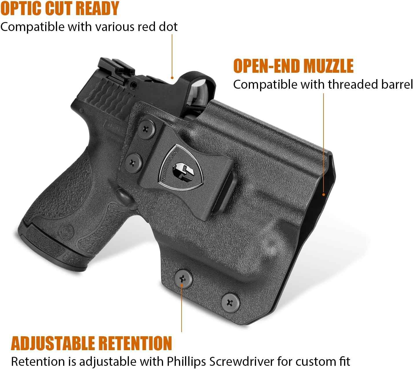 S&W M&P Shield / Shield Plus IWB Kydex Holster Light-Bearing - Fits TLR-6, Optic Cut, Adjustable Cant & Retention, Appendix Concealed Carry, Right Hand - WARRIORLAND