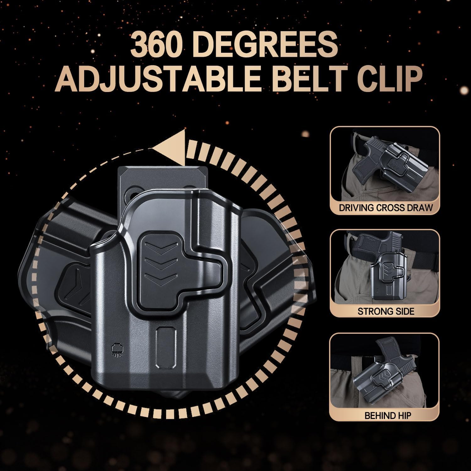 WARRIORLAND P365 TLR-6 OWB Holster Index Finger Release Fit Sig Sauer P365 Nitron Micro-Compact/P365 SAS with Streamlight TLR-6/TLR-6HL/TLR-6HL, 360 Degree Adj. Belt Clip Fit 1.5-2.25 Inch Belt, Right Hand - WARRIORLAND