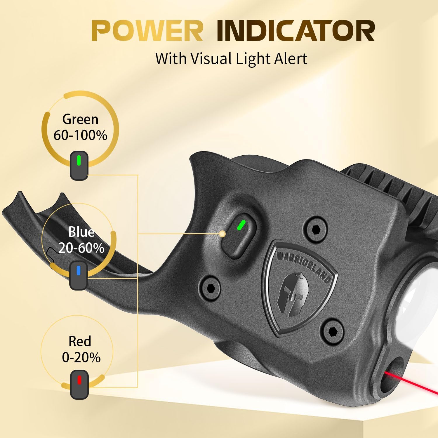 WARRIORLAND Pistol Light Laser Combo Fits S&W M&P Shield 9mm/.40, Compact 150-Lumen Trigger Mounted Tactical Weapon Light with Red Laser & White LED, Power Indicator & 3 Light Mode Options - WARRIORLAND