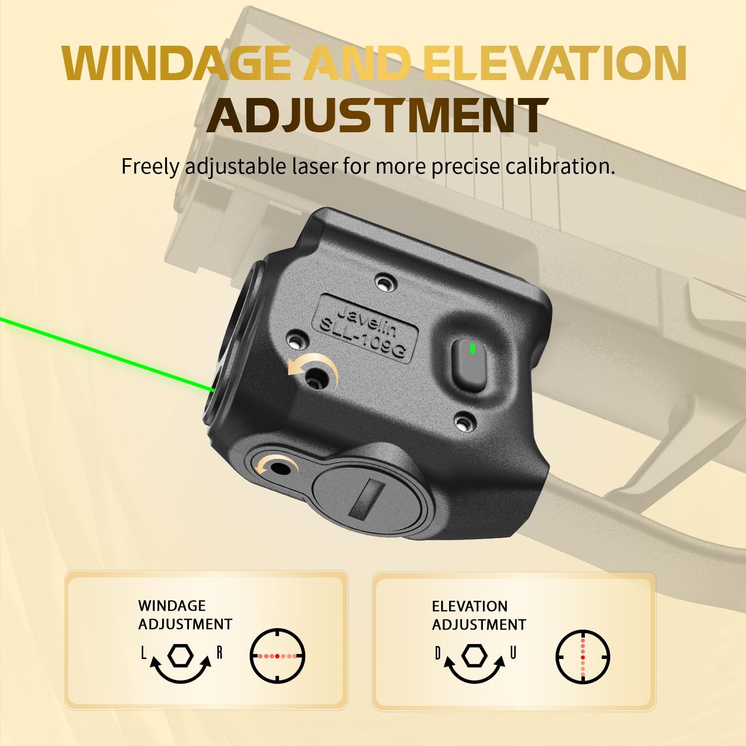 WARRIORLAND Pistol Light Laser Combo Fits Sig Sauer P365 Xmacro, Compact 150-Lumen Trigger & Rail Mounted Tactical Weapon Light, Green Laser & White LED Flashlight, Power Indicator, SLL-109G - WARRIORLAND