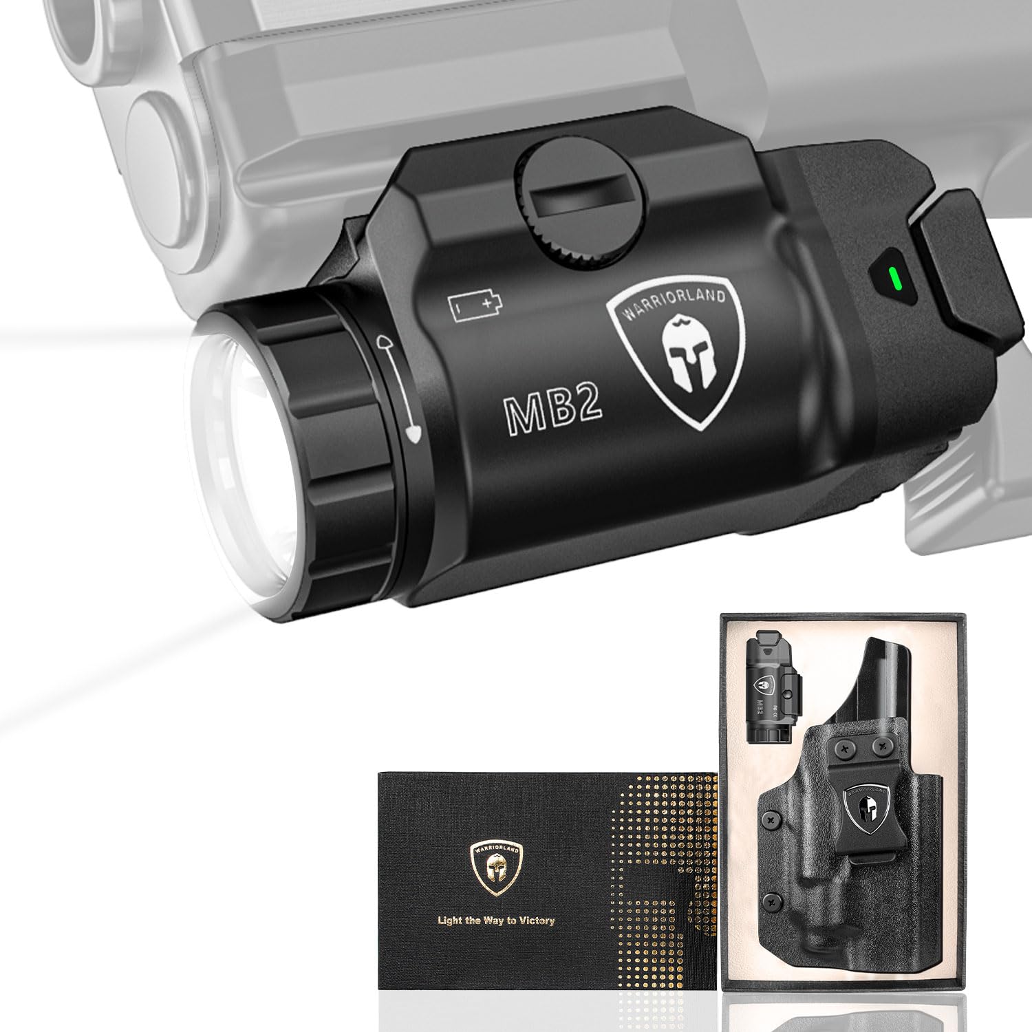 WARRIORLAND 500 Lumen White LED Tactical Light with S&W SD9 VE / SD40 VE IWB Kydex Holster Combo-Compact Rail Mounted Weapon Light,with Battery Included MB2/SD9 Holster - WARRIORLAND