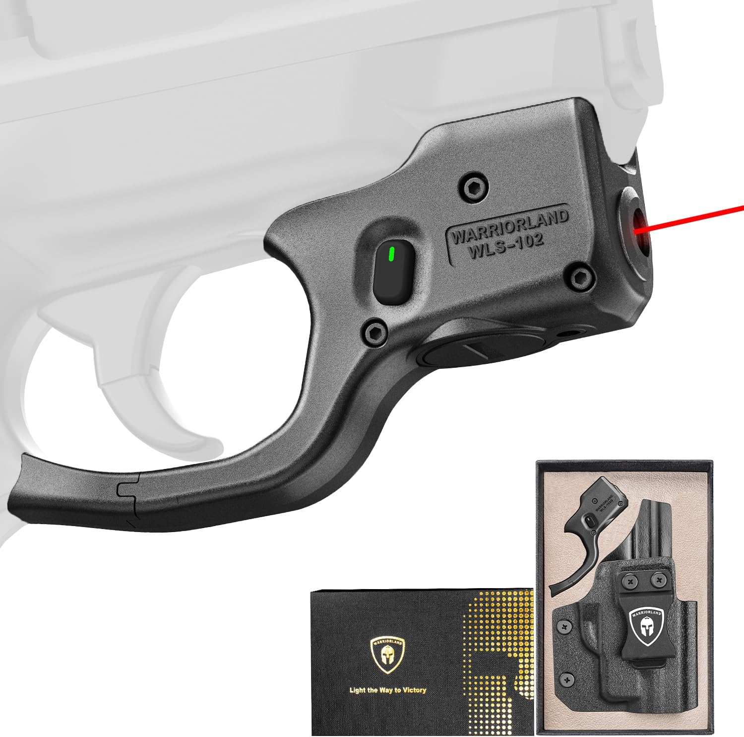 WARRIORLAND Red Laser Sight Fit S&W M&P Shield 9mm/.40 with Kydex Holster, First Red Beam Sight with Power Indicator, M&P Sheld .40 Laser with IWB Holster Right Hand, WLS-102 w/MP Shield Holster - WARRIORLAND