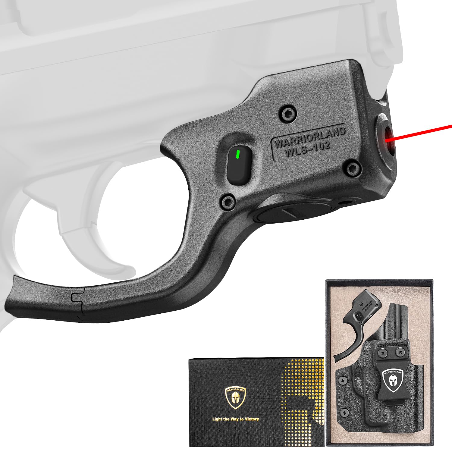 WARRIORLAND Red Laser Sight Fit S&W M&P Shield 9mm/.40 with Kydex Holster, First Red Beam Sight with Power Indicator, M&P Sheld .40 Laser with IWB Holster Right Hand, WLS-102 w/MP Shield Holster - WARRIORLAND