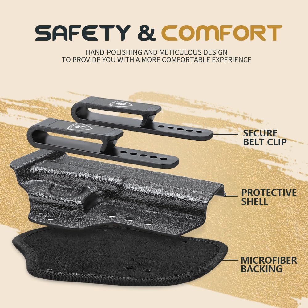 WARRIORLAND IWB Hybrid Kydex&Nylon Gun Holster for Glock 17 Gen 3 4 5 & G22 G31 Gen 3 4 & their MOS version,Optics Cut Pistol Holster,Concealed Carry Holster for Men/Women,Right Hand - WARRIORLAND