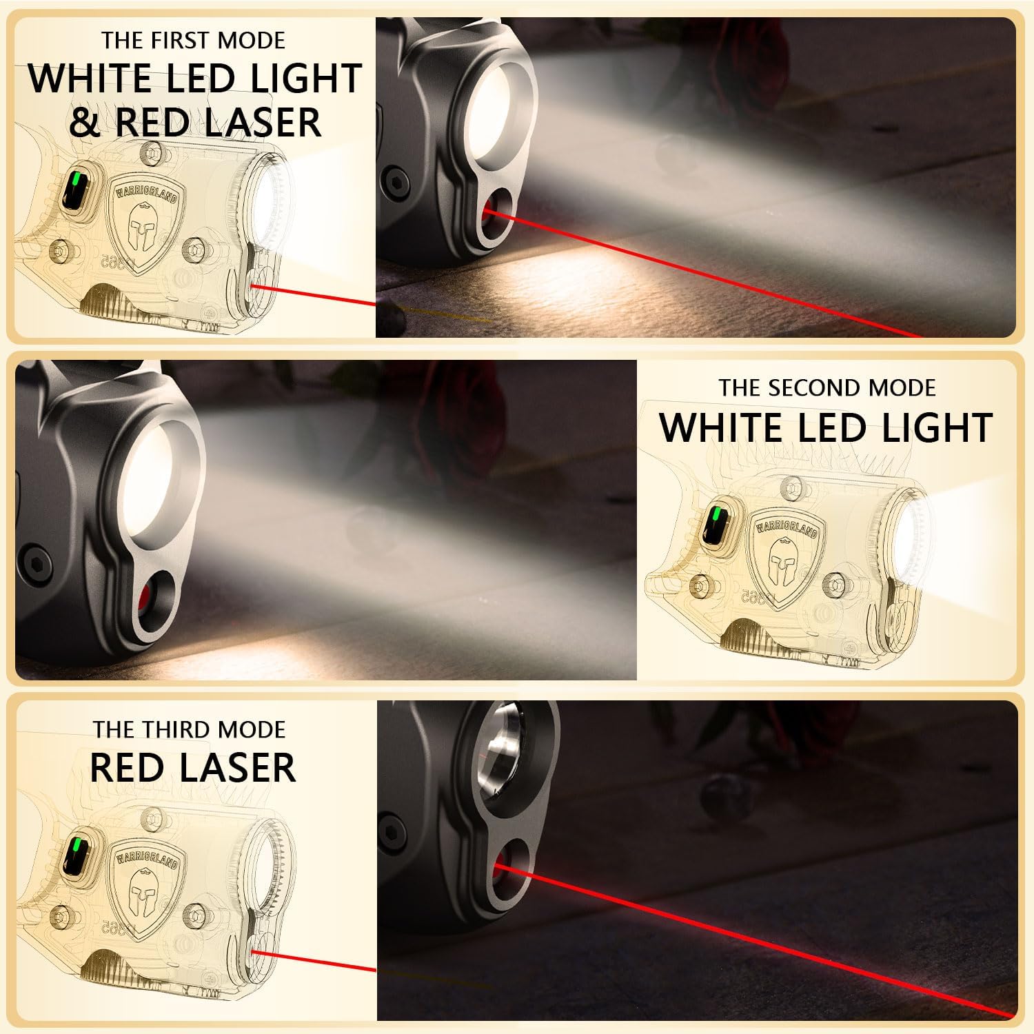 WARRIORLAND Pistol Light Laser Combo Fits Sig Sauer P365/ P365X/ P365XL, Compact 150-Lumen Trigger Mounted Tactical Weapon Light with Red Laser & White LED Flashlight, Power Indicator, SLL-103 - WARRIORLAND