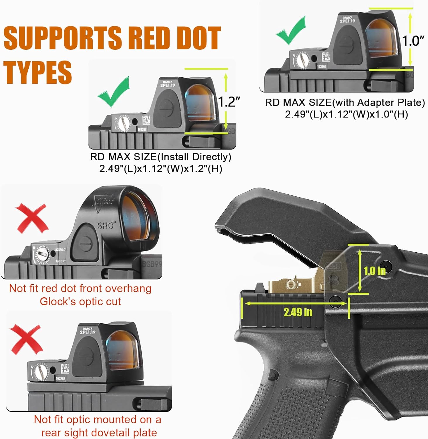WARRIORLAND Level 2 Duty Holster for Glock 17/19 /22/23 Gen 3-5 & G31/32 Gen3-4 & 19X/44/45/47/49 & MOS Version, Optic Cut with RDS Cover, Thumb Release, Fits 2.0" Belt, Open-Muzzle Gun Holster - WARRIORLAND