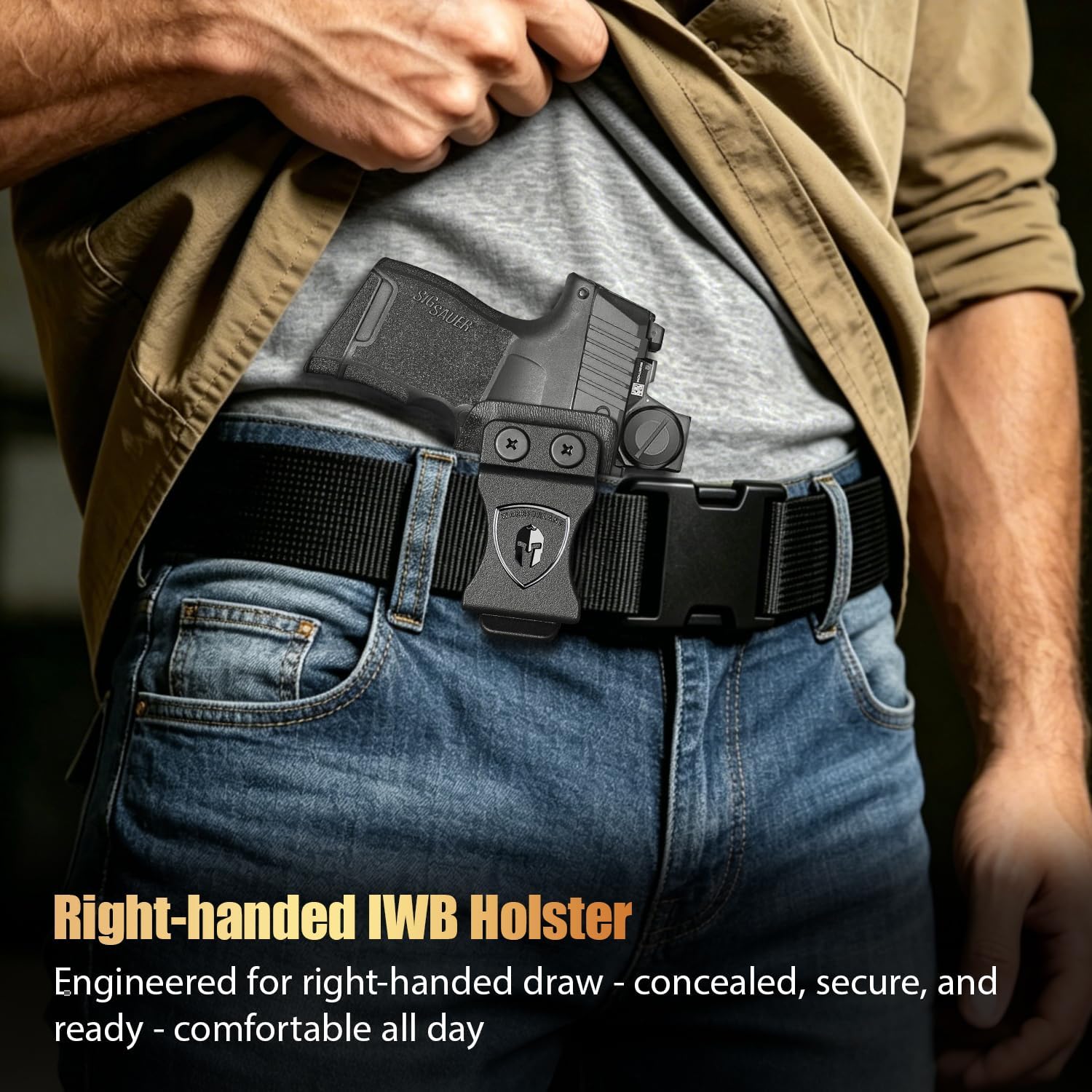 Sig P365 / P365X / P365 SAS IWB Kydex Holster w/Mini Claw - Appendix Concealed Carry, Adj. Cant & Retention, Audible Lock, Optics Cut Ready, Right Hand - WARRIORLAND